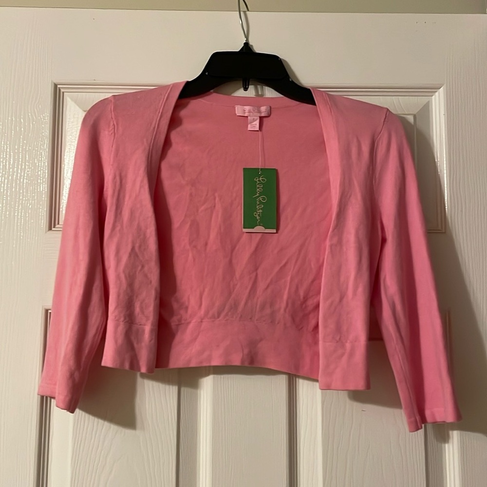 Pink Lilly Pulitzer Crop Cardigan Shrug